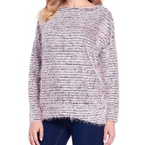 Jones New York Eyelash Sweater Black White size Medium Contemporary